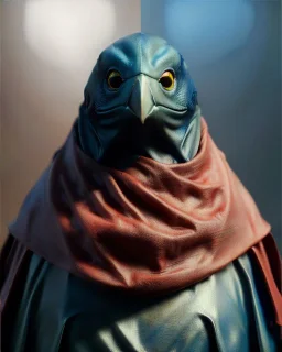 "twitter, mysterious Kenku male, bird, full-scale head and shoulders portrait, 8k resolution concept art portrait by Greg Rutkowski, Artgerm, WLOP, Alphonse Mucha dynamic lighting hyperdetailed intricately detailed Splash art trending on Artstation triadic colors Unreal Engine 5 volumetric lighting Splash art fantasy"