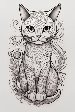 Draw a fine line cute flash tattoo of line work cats