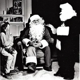 Creepy Father Christmas talks to alien old photo