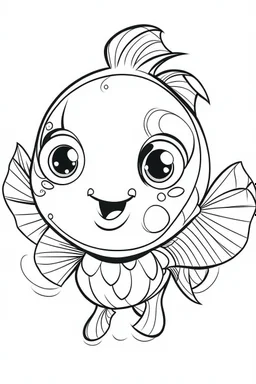 outline art for cute Fish coloring pages with sitch, white background, Sketch style, full body, only use outline, toddlers style, clean line art, white background, no shadows and clear and well outlined.