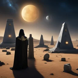 [high res photo in the Star Trek universe] a solemn cemetery on a remote planet, where ancient tombstones stand as silent sentinels under the alien sky. Amidst the hushed stillness, a lone figure, cloaked in a Starfleet uniform, stands before a weathered tombstone. In their hand, a crystal glass filled with the golden glow of Saundy Saurian Brandy.As the figure raises the glass in a somber salute, the brandy catches the ethereal light, casting a warm, inviting glow on the surrounding tombstones.