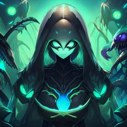 Clear focus, High resolution, Alien Queen, nonhuman face,