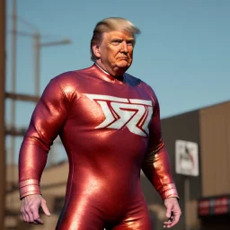 Realistic photo, Donald trump wrestler, wrestling, blood, sweat, red breeches, retro style, 80s, hot ambient, photo studio, red, gold, vibrant color, gradient, highly detailed, art stations, concept art, smooth, unreal engine 5, god rays, ray tracing, RTX, lumen lighting, ultra detail, volumetric lighting, 3d, finely drawn, high definition, high resolution.