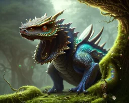 mdjrny-v4 style, photorealistic dragon, sharp scales, insanely detailed, symmetrical glowing eyes, intricate, bright iridescent highlights, art nouveau, volt lighting, atop a mountain crag, ultra high definition, NVIDIA Iray render, volumetric illumination, by argerm inspired by Tod Lockwood and Bob Eggleton, black dragon