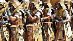 Pharaoh soldiers tear open leather bags with knives and take them out