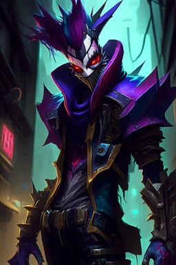 Shaco from league of legends in style cyberpunk! make the trap