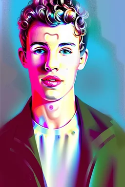 painted portrait of a 1960's Shawn Mendes