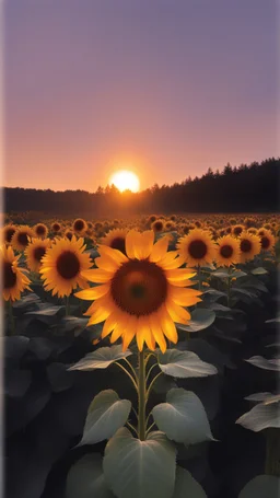 golden sun flower against sunset