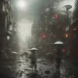 ciberpunk, tokyo, japan, children lost, rain