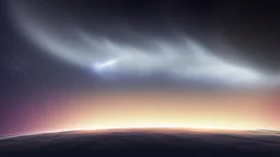 Comet in the night sky over the plain