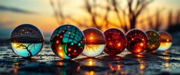solstice as a theme rendered by a dozen marbles in strong abnormal colors