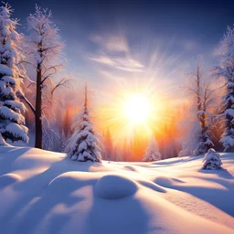 computer winter landscape wallpaper with sun