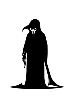 Extremely simple and fun logo representing the shadow of the grim reaper. Black on white background