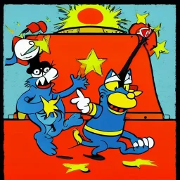 Itchy & Scratchy in the style of Soviet propaganda