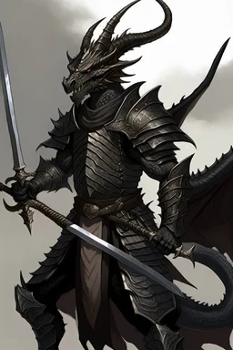 A dragonid warrior with a black greatsword