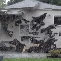 It's raining dogs on my house then my house falls