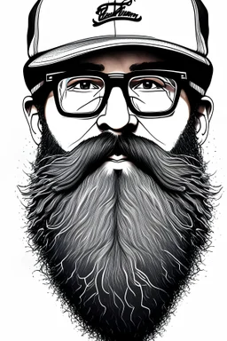 A partir de la imagen que subi, crear un rostro real, gorra de basketball, lentes tipo ryban, barba larga con forma de lupulo invertido