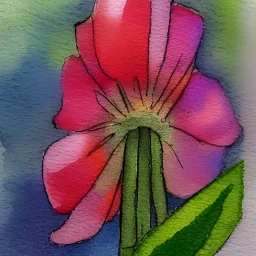 tiny watercolor of single long stem flower, etsy, heavy cardstock