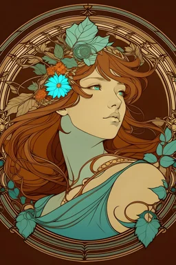 Generate any unique piece in Alphonse Mucha style but in other colours