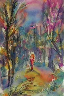 bright professional watercolor painting of wanderlust