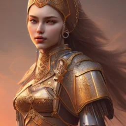 portrait of a warrior with ottoman beautiful girl themed armour, extremely detailed, UHD, 8k,The close-up camera effect,sharp focus, perfect position,hyperphotorealistic, unreal engine 5, octane render