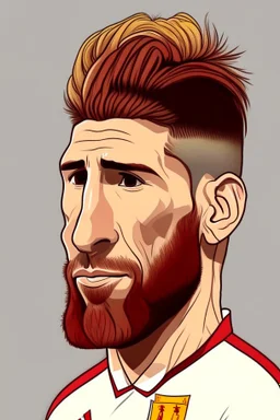 Sergio Ramos Spanish soccer player cartoon 2d