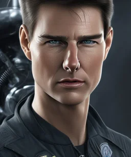 portrait Tom Cruise in Top Gun Jet