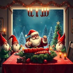 ingen kebab på julbordet, evil santa, evil gnomes running around