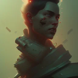 legion warrior,full portrait, wounded, dust, atey ghailan, artstation, volumetric light, high detail, perfect