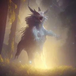 magical creature in a mysterious cosmic backdrop, celestial ambience, soft lighting, unreal engine 5 volumetric lighting, intricate details, realistic style, 8k resolution