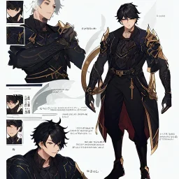 Character sheet, male, black hair, poor adventurer