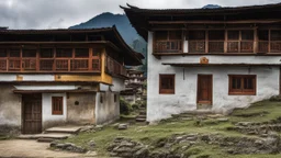 Houses in Kuruthang, Bhutan, beautiful composition, award-winning photograph, astonishing realism