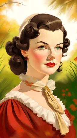 A realistic portrait of Scarlett O’Hara: The novel’s protagonist. Scarlett is a pretty, coquettish Southern belle who grows up on the Georgia plantation of Tara in the years before the Civil War. Selfish, shrewd, and vain, Scarlett inherits the strong will of her father, Gerald, but also desires to please her well-bred, genteel mother, Ellen. She has long blonde hair, blue eyes, and wears a blue dress with a white apron.