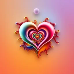 beautiful mockap graphic sifi ,colorful ,artistic, math,nice 3d fractal recursive art with love heart symbole