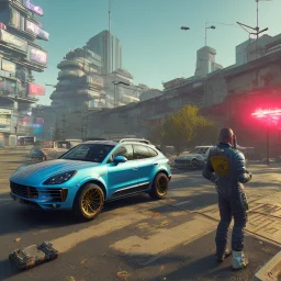 cyberpunk 2077 version of a porsche macan