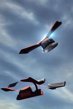 A flying car with wings in the sky.