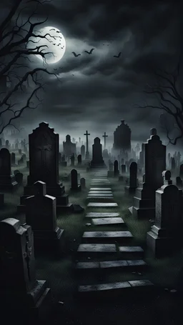 a dark cinematic cemetery background