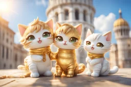 cute anime chibi cat couple in Pisa, Italy, leaning tower in sunshine Weight:1 heavenly sunshine beams divine bright soft focus holy in the clouds Weight:0.9 golden glitters