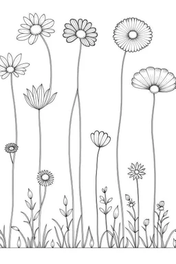 set of growing wind flower on the grace, SIMPLE ONE lineS art, white background, minimalis, different view, only white bakcground solid.