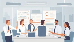 Certainly, here is a description of the ideal image for the article about "Successful Recruitment Strategies in the Business World" in English: The image depicts a group of happy and motivated employees in a professional work environment. In the center of the image, there is a manager or leader explaining successful recruitment principles to their team. The employees are shown actively engaging and participating in a discussion about the company's future. The image conveys a positive message ab