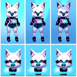  a fox fursona, well drawn, 8k, high quality, realistic, masterfully drawn, fur, furry, fursona reference sheet, in frame, full body portrait, anthropomorphic, screen for a face, cyberpunk, backlighting, soft coloring, pastel coloring