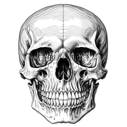 front view human skull drawing