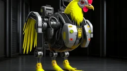 CHICKEN robot, sci-fi, cyberpunk, full body, ultra realistic, virtual reality