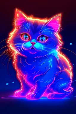 Munchkin Cat , Speedpainting, line art, neon-light, clean background