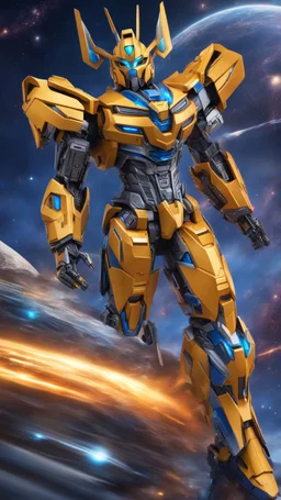 A close picture to cosmic transformers warrior, cosmic galaxy armor intricate details, highly detailed, in dreamshaper finetuned model with dynamic art style witg