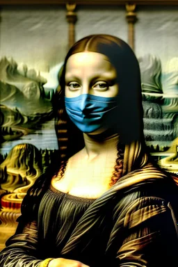mona lisa med ansigtsmaske