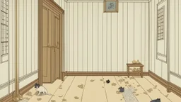Ukiyo-e, An empty room with a dog and holes in the walls
