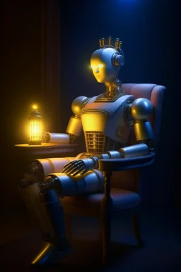 portrait of enlightened robot awake while dreaming, holding lotsa phones chatbot on a throne , smoke, 4k, downlight, soft light, depth of field, photorealism, trending on art station