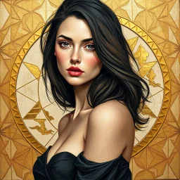 golden ratio, geometric patterns, sensual young attractive and elegant woman rendered with palette knife, impasto style and drops of paint (Christian) Modifiers: elegant very attractive wallpaper award winning fantastic view