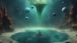 matrix universe, space, planets, god creations under water